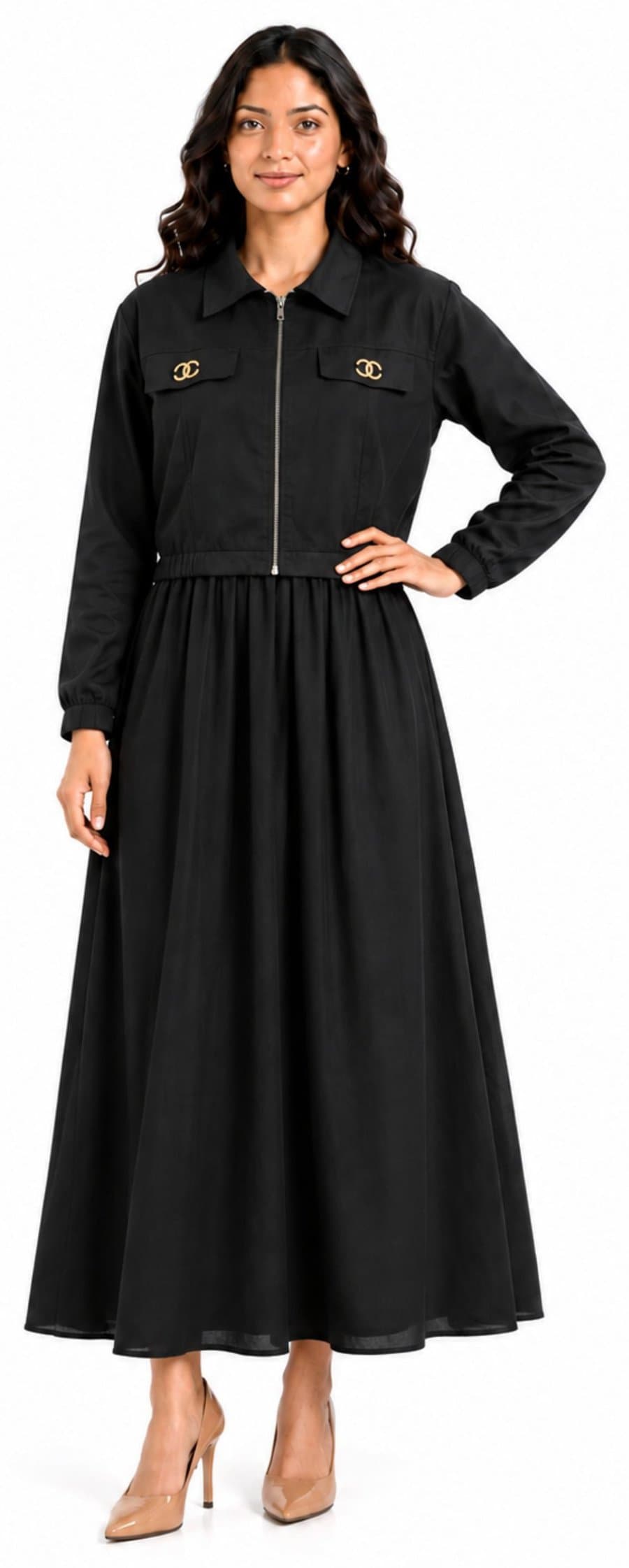 Noir Cropped-Jacket Maxi gallery image 1