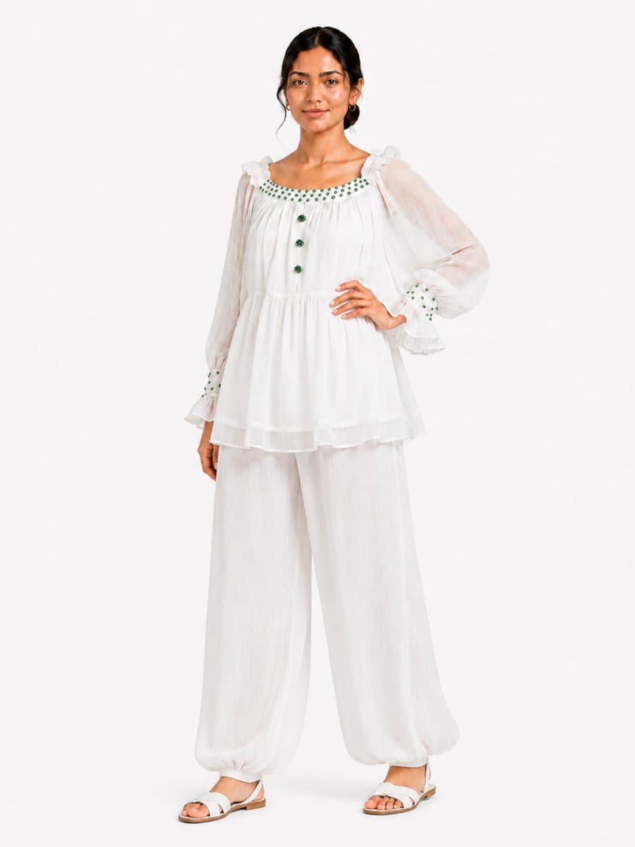 Ivory Peplum Top gallery image 1